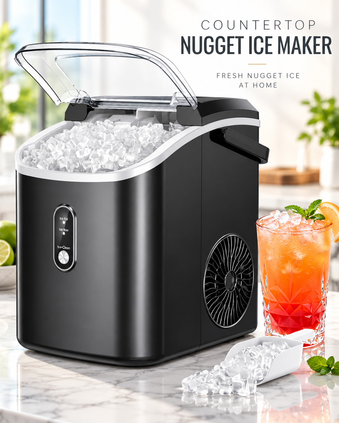 Countertop Nugget Ice Maker with Carry Handle