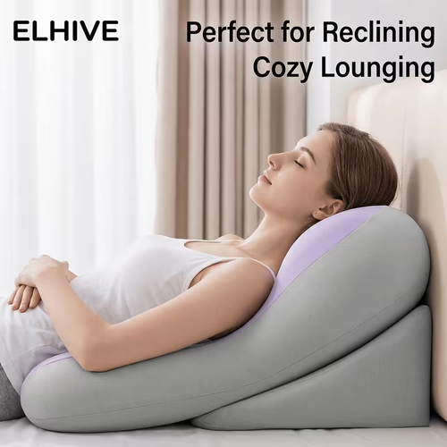 Adjustable Wedge Reading Pillow – Lavender & Grey