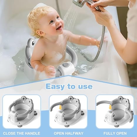 Frog Design Baby Bath Seat with Opening Arms