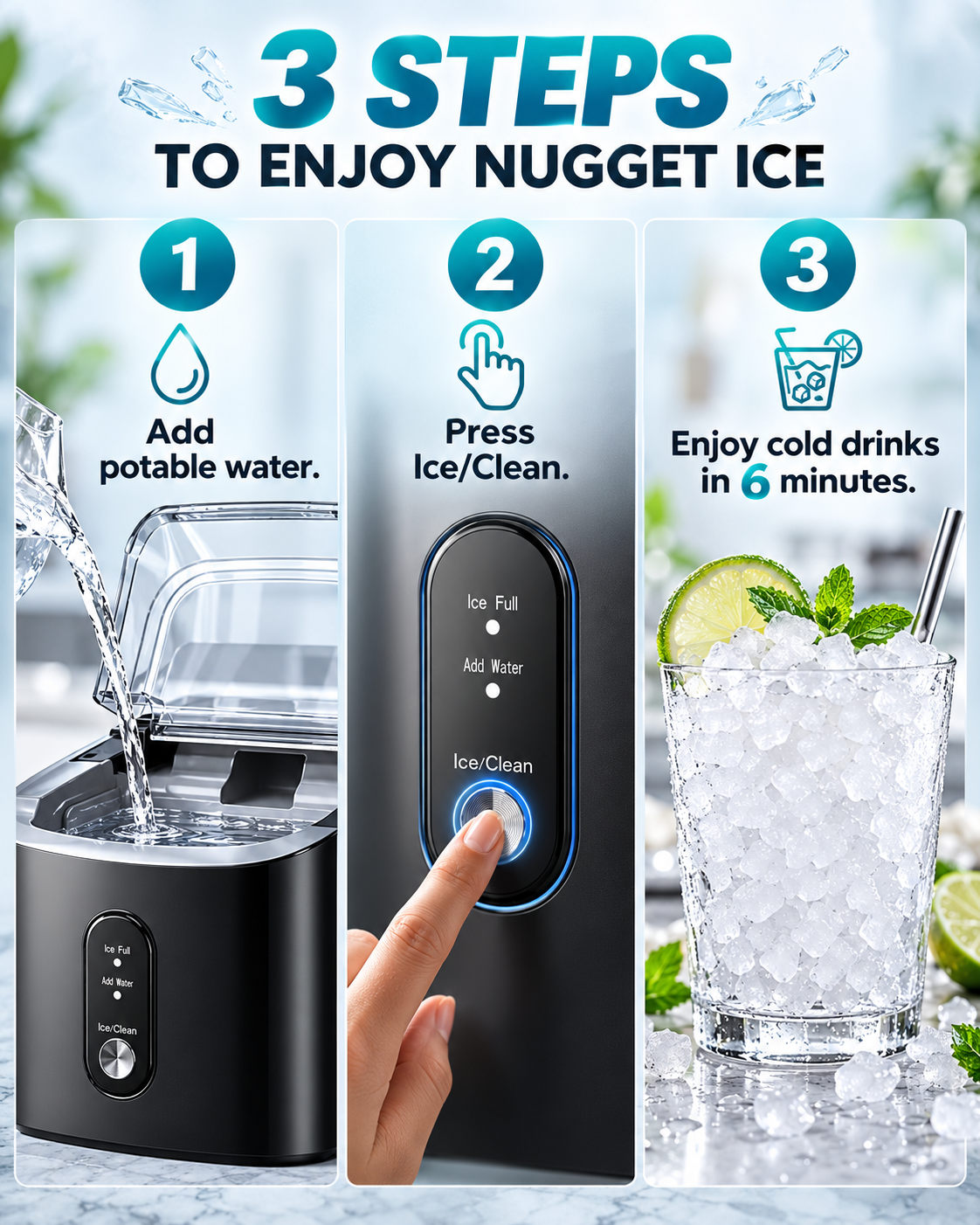 Countertop Nugget Ice Maker with Carry Handle