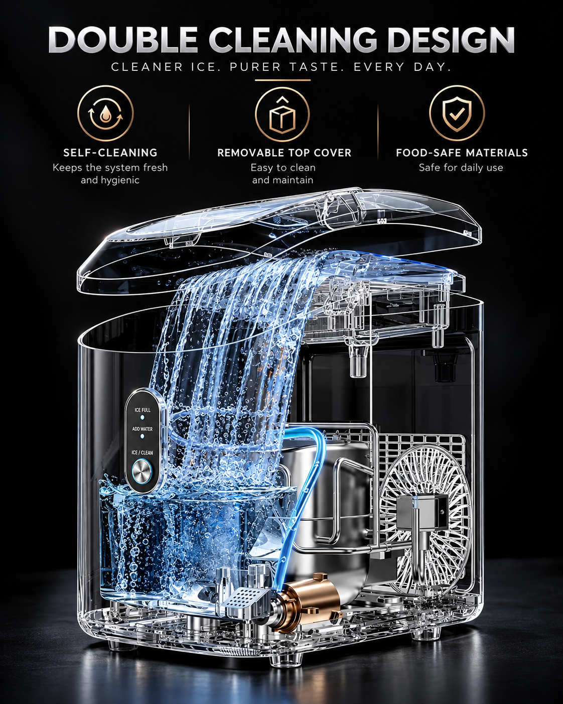 Countertop Nugget Ice Maker with Carry Handle