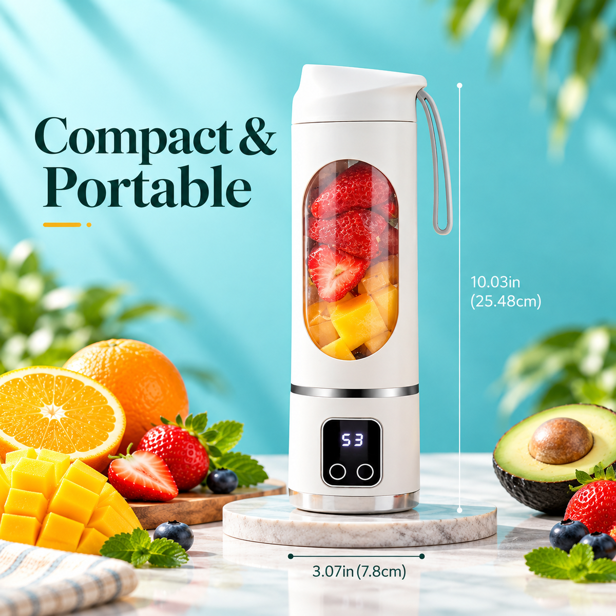 Portable USB-Rechargeable Blender & Juicer with Digital Display