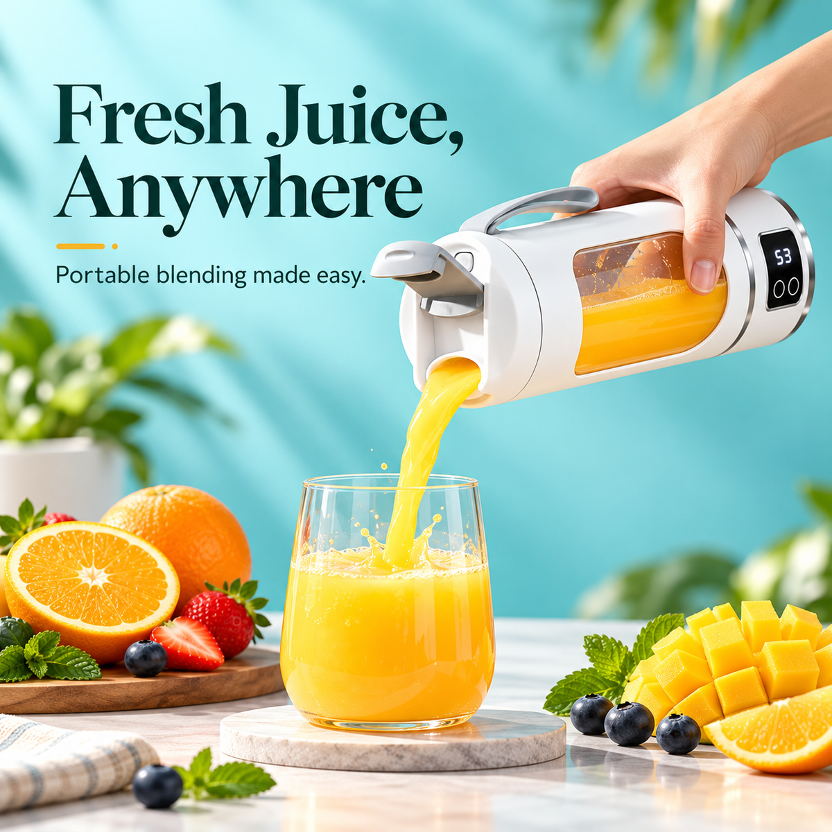 Portable USB-Rechargeable Blender & Juicer with Digital Display
