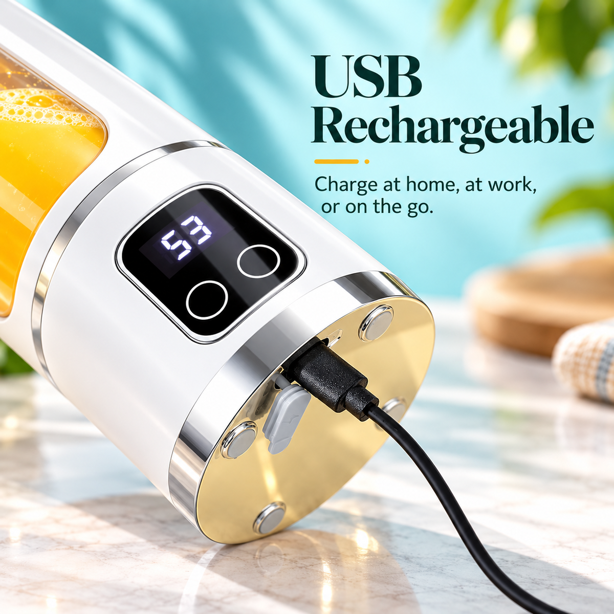 Portable USB-Rechargeable Blender & Juicer with Digital Display